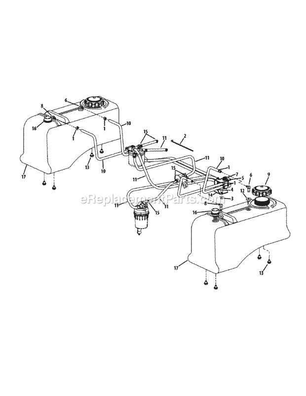 Fuel Tank Assembly Diagram and Parts List for S6032-D 53BY8DU6750 Cub Cadet Sprayer